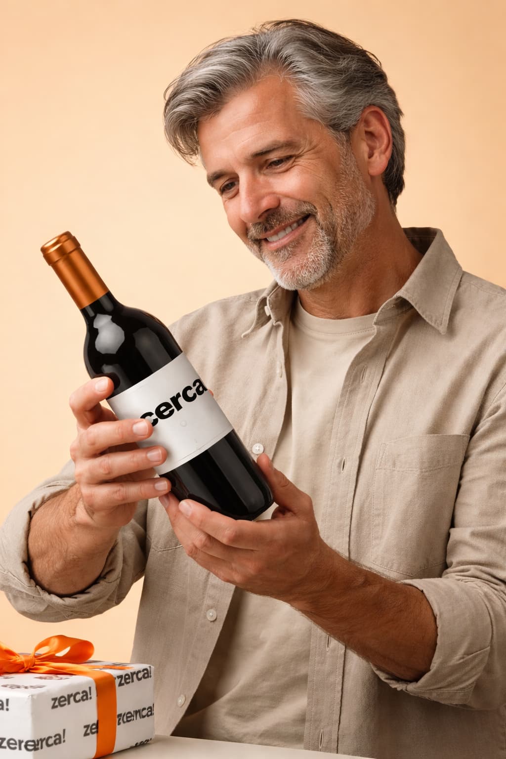 Hombre sujetando una botella