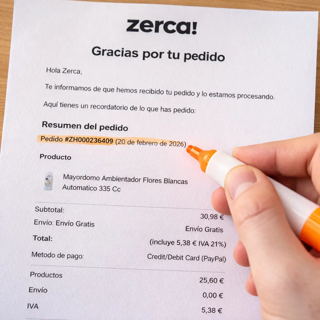 Ubicación del número de pedido